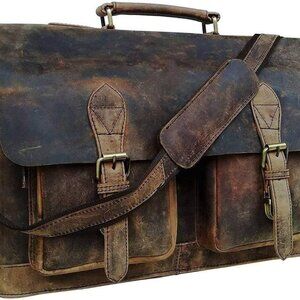 Retro Brown Laptop Messenger Bag Office Briefcase Crossbody Travel Bag For Men A